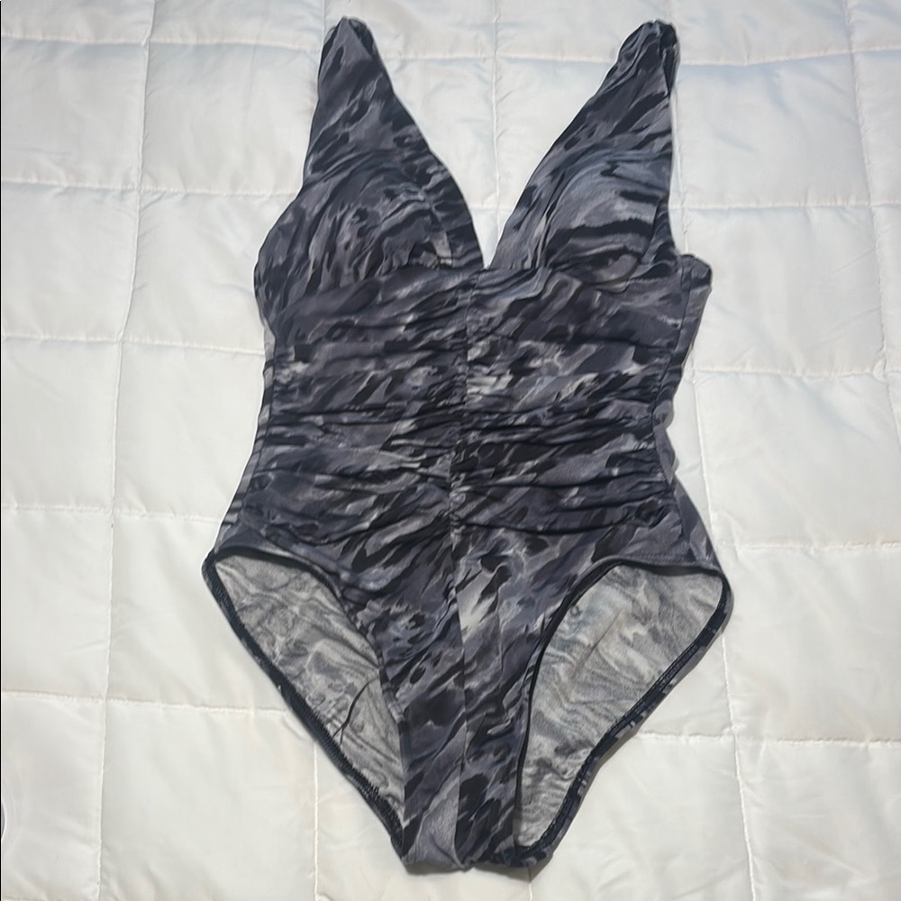 Miraclesuit Black and Gray One-Piece Swimsuit